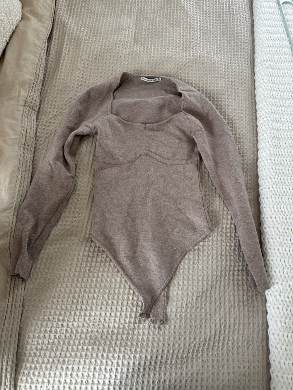 Abercrombie & Fitch Taupe Scoop-Neck Knit Bodysuit Sweater